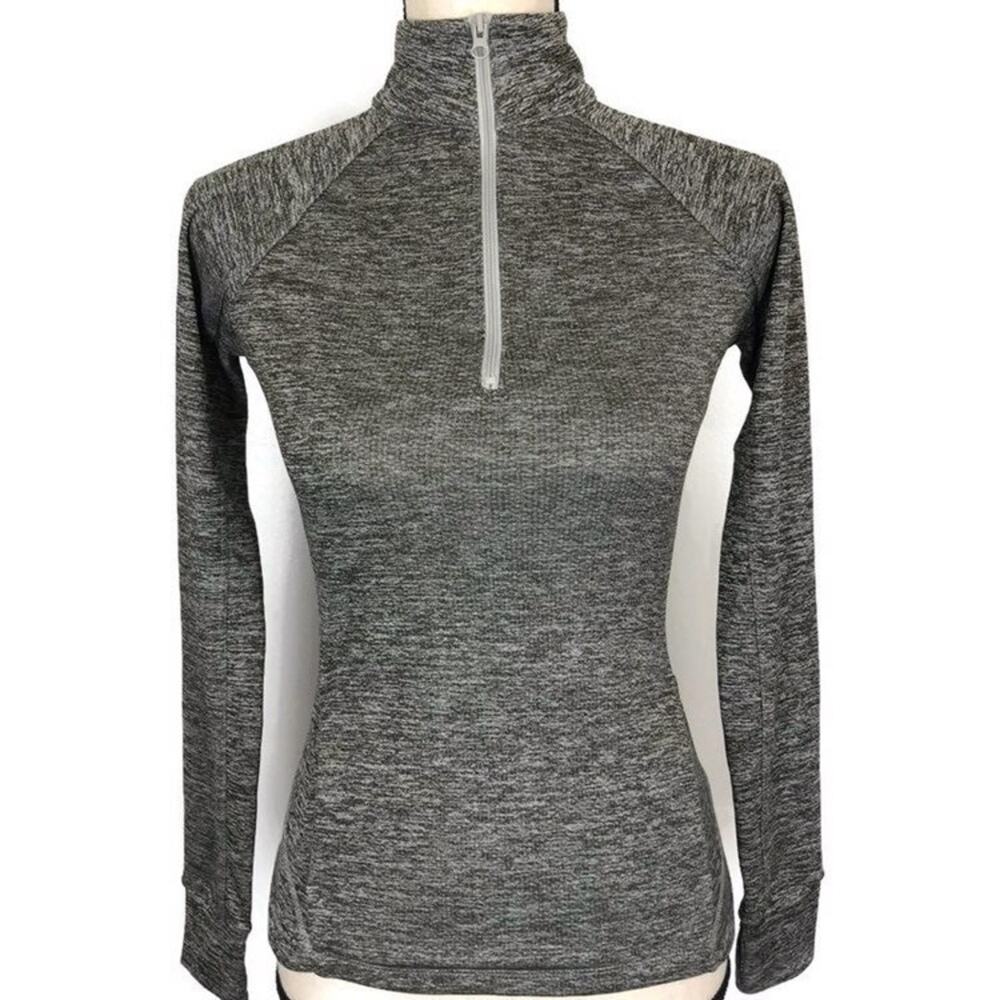 Aeropostale 1/4 Zip Pullover Live Love Run Gray Heathered sz XS Thumb Hole